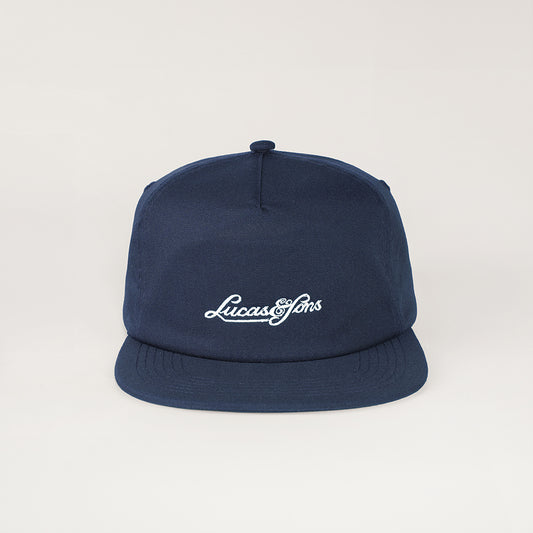 Lucas and Sons Alvin Font Navy Cotton Snapback Hat