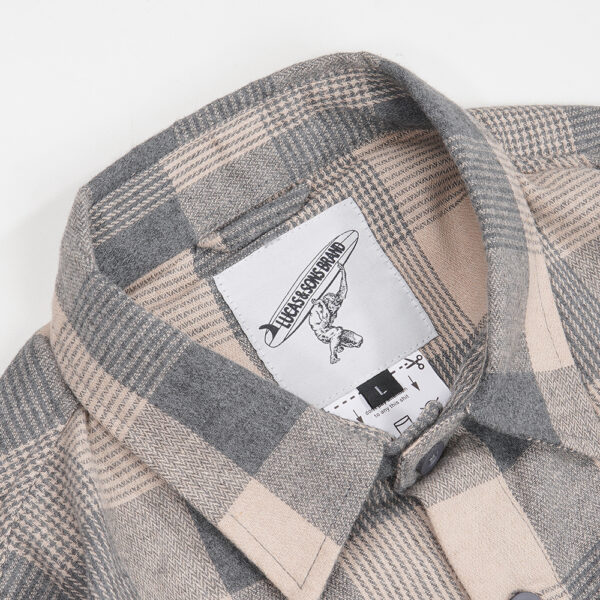 Lucas and Sons Goten Flannel Grey Cream Flannel Shirts - Image 5