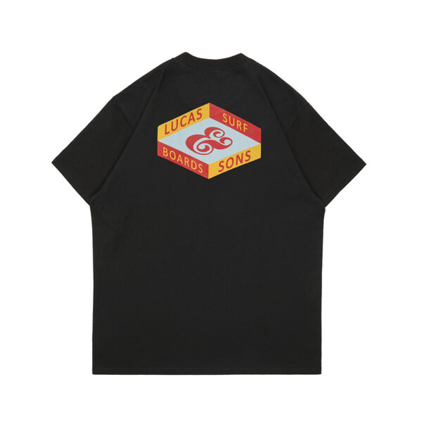 Lucas and Sons Surf Hexagon Black Heavy Cotton T-Shirt - Image 3