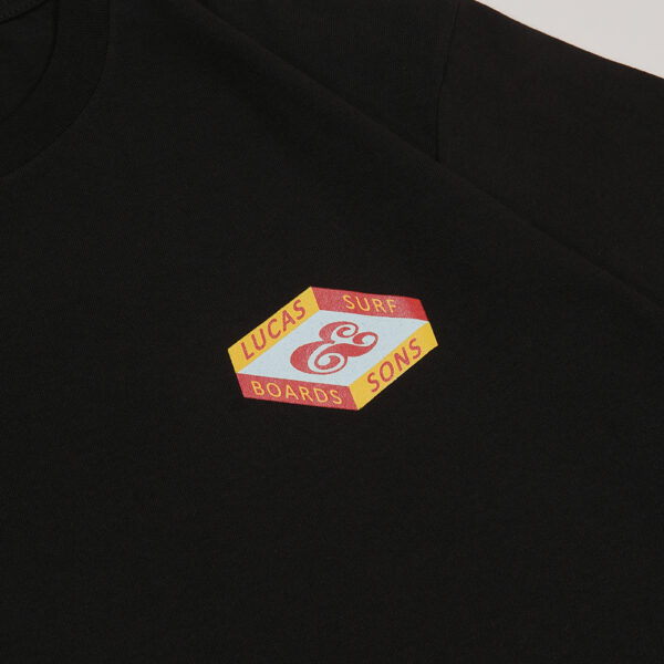 Lucas and Sons Surf Hexagon Black Heavy Cotton T-Shirt - Image 4