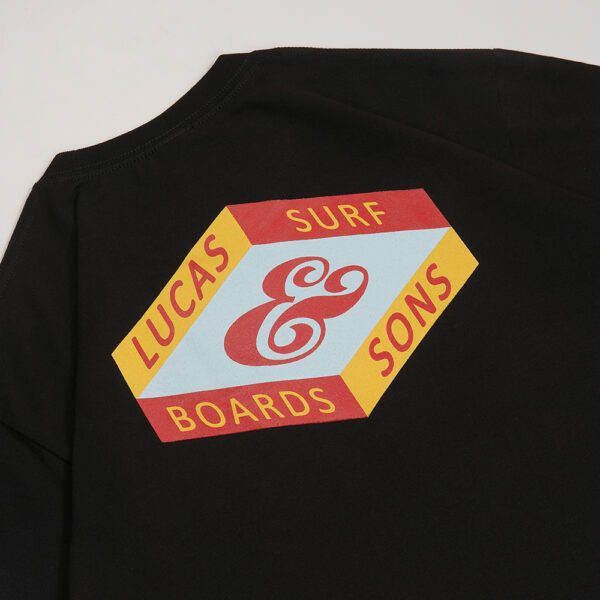 Lucas and Sons Surf Hexagon Black Heavy Cotton T-Shirt - Image 5