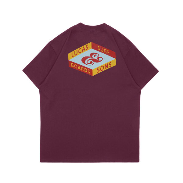 Lucas and Sons Surf Hexagon Maroon Heavy Cotton T-Shirt - Image 3