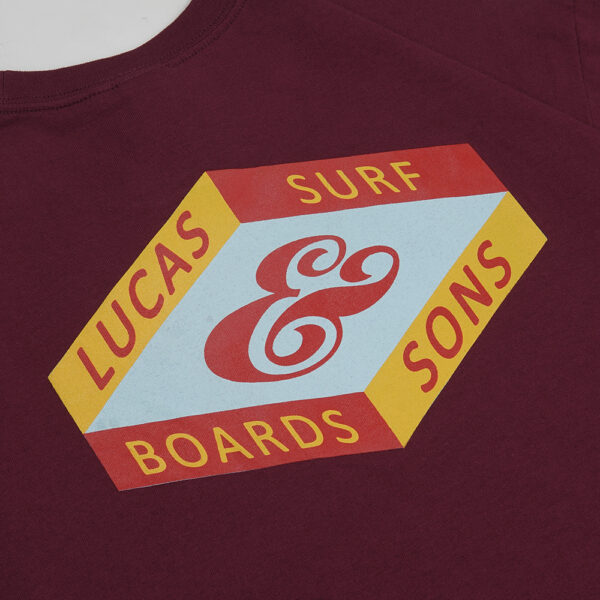 Lucas and Sons Surf Hexagon Maroon Heavy Cotton T-Shirt - Image 4