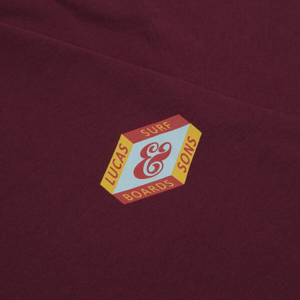 Lucas and Sons Surf Hexagon Maroon Heavy Cotton T-Shirt - Image 5