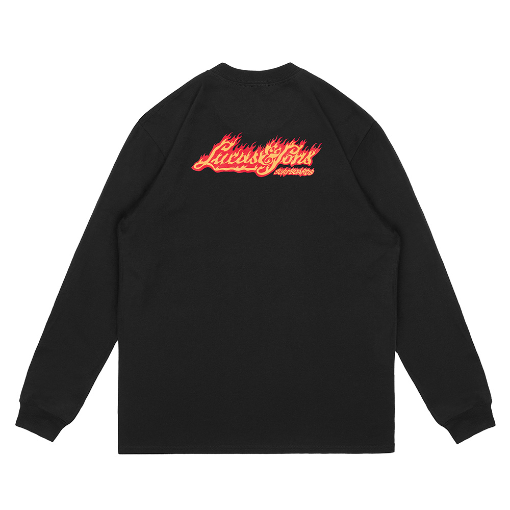 Lucas and Sons BURNT Black Long Sleeve Heavy Cotton T-Shirt - Image 2