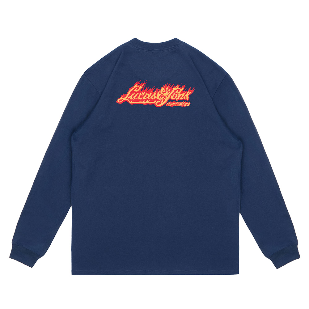 Lucas and Sons BURNT Navy Long Sleeve Heavy Cotton T-Shirt - Image 2