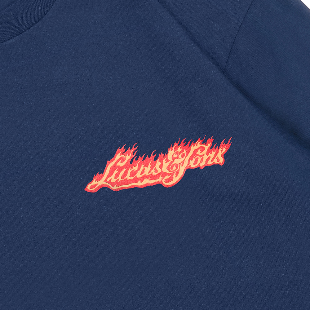 Lucas and Sons BURNT Navy Long Sleeve Heavy Cotton T-Shirt - Image 3