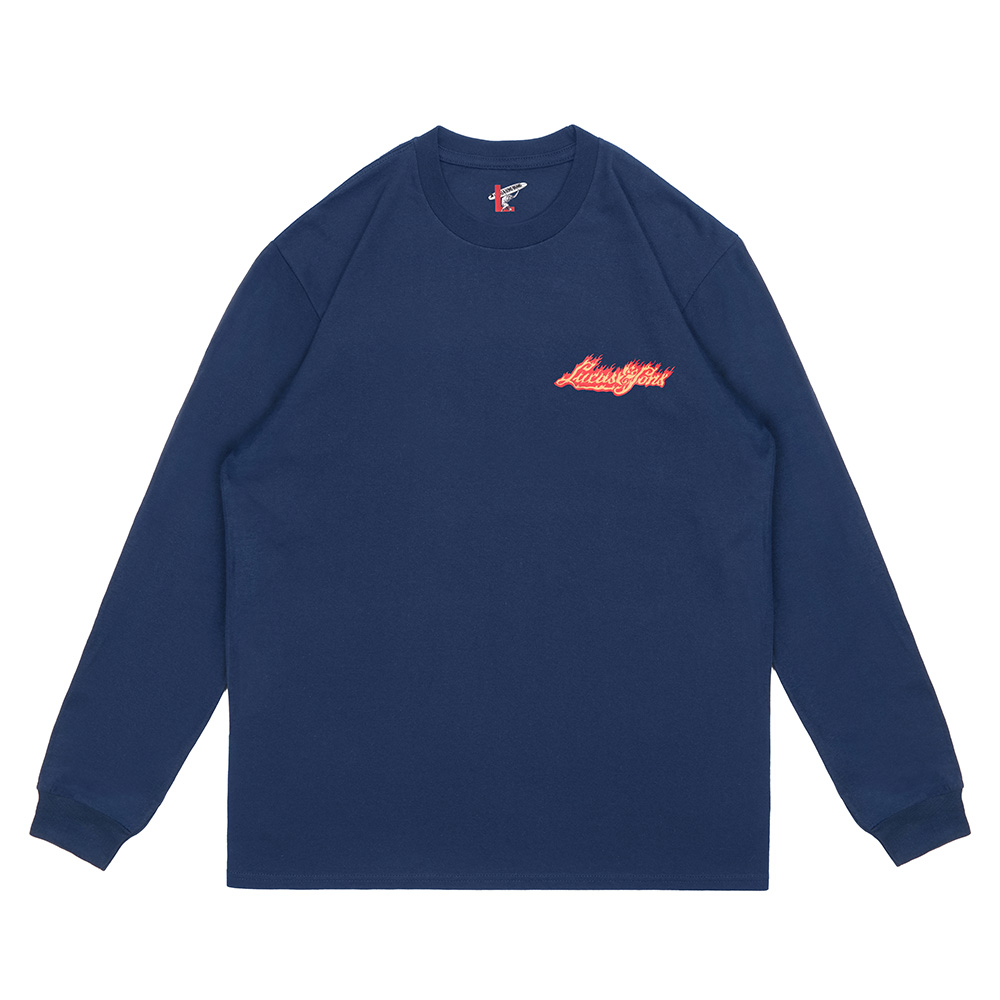 Lucas and Sons BURNT Navy Long Sleeve Heavy Cotton T-Shirt